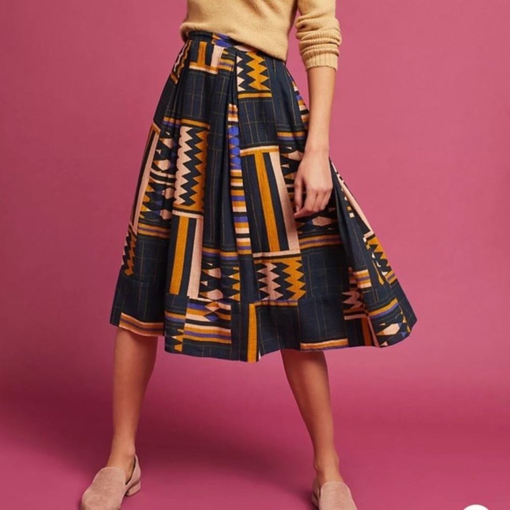 Anthropologie The Odells Woven Geo Print Skirt XSP